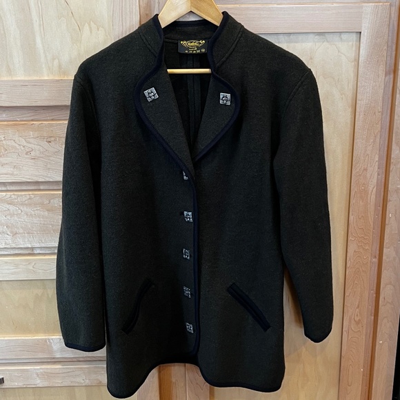 Vitabella Jackets & Blazers - Vitabella Moss Green Norwegian Wool Jacket with Viking Clasps